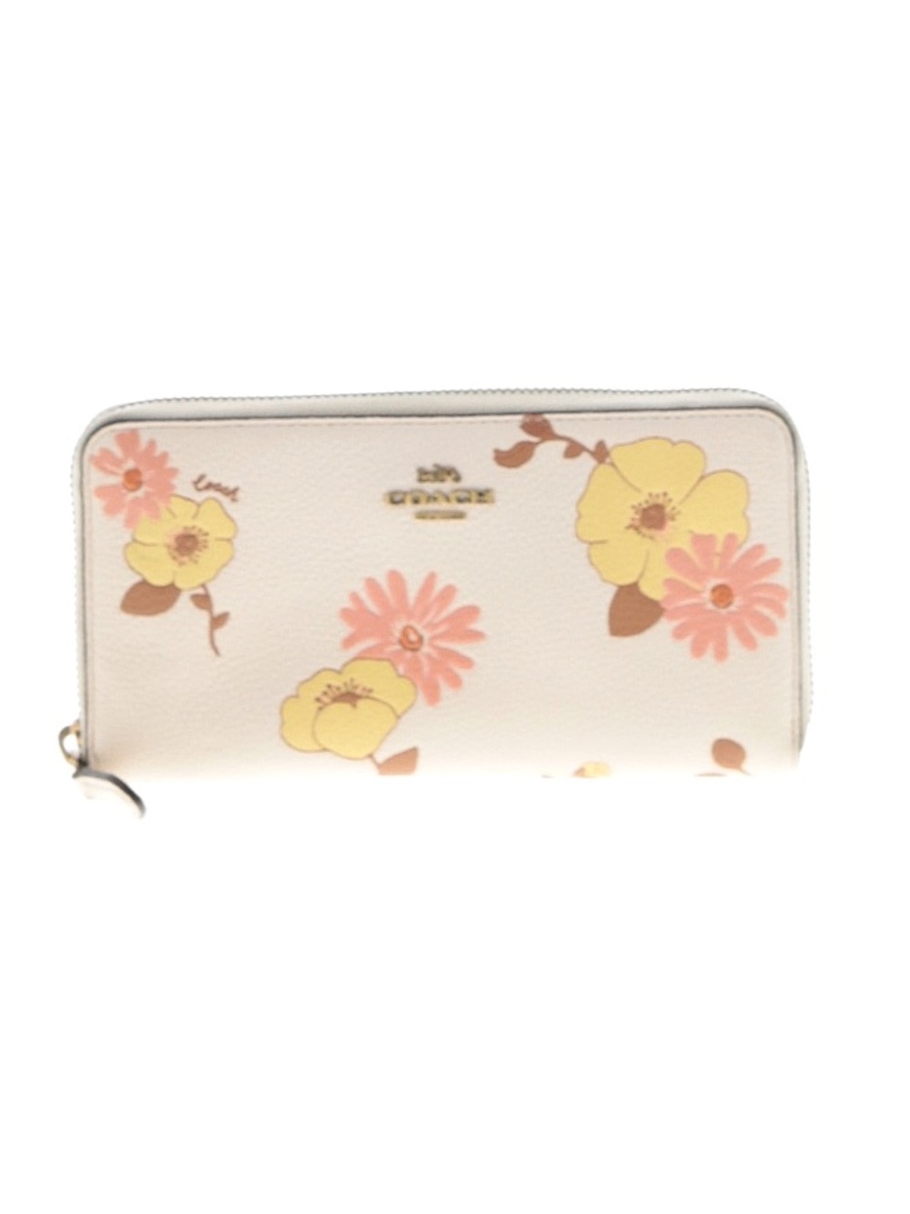 Coach Floral Cluster Print Zip-Around Wallet EUC like new